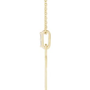 14K Yellow Gold Straight Baguette 2 X 1Mm G-H I1 .03 Ctw Natural Diamond Cross Necklace, Length: 18 In