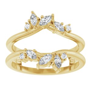 14K Yellow Gold Marquise  4 X 2 Mm Polished 1/3 Ctw Natural Diamond Ring Guard Size 7