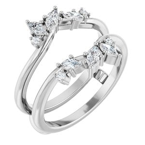 Platinum Marquise 4 X 2 Mm Polished 1/3 Ctw Natural Diamond Ring Guard Size 7