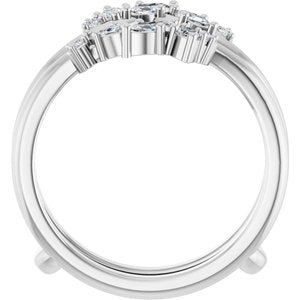 14K White Gold Marquise 4 X 2 Mm Polished 1/3 Ctw Lab Grown Diamond Ring Guard Size 7