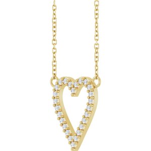 14K Yellow Gold Round 14.7 X 13.6 Mm 1.2Mm G-H I1 1/6 Ctw Natural Diamond Heart Necklace, Length: 18 In