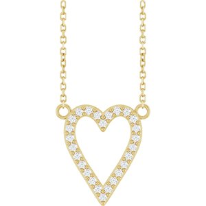 14K Yellow Gold Round 14.7 X 13.6 Mm 1.2Mm G-H I1 1/6 Ctw Natural Diamond Heart Necklace, Length: 18 In