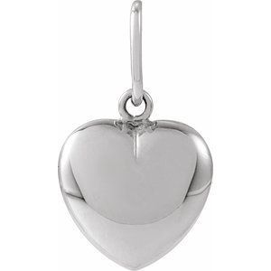 14K White Gold 17 X 9.85 Mm Polished Puffed Heart Pendant