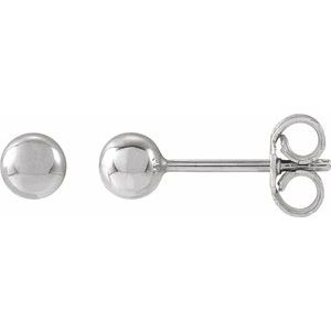14K White Gold 4 Mm Pair Friction Backs Polished Ball Earrings