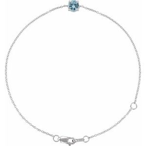 14K Yellow Or White Gold Or Sterling Silver Round 4 Mm 6.5-7.5 In Polished Natural Gemstone Solitaire Bracelet