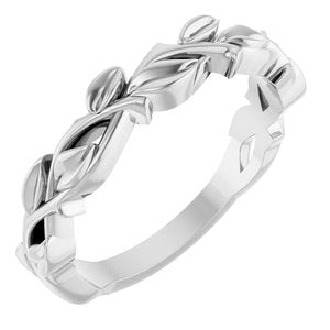 Platinum Polished Nature-Inspired Band Size 7