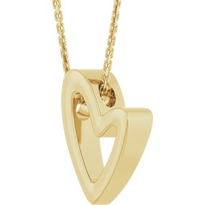 14K Yellow Gold 10.6 X 7.2 Mm 18 In Polished Elongated Heart Necklace
