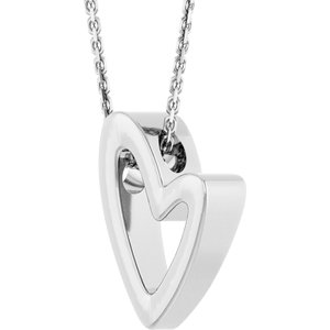 14K White Gold 10.6 X 7.2 Mm 18 In Polished Elongated Heart Necklace