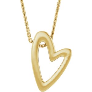 14K Yellow Gold 10.6 X 7.2 Mm 18 In Polished Elongated Heart Necklace