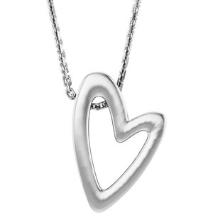 14K White Gold 10.6 X 7.2 Mm 18 In Polished Elongated Heart Necklace