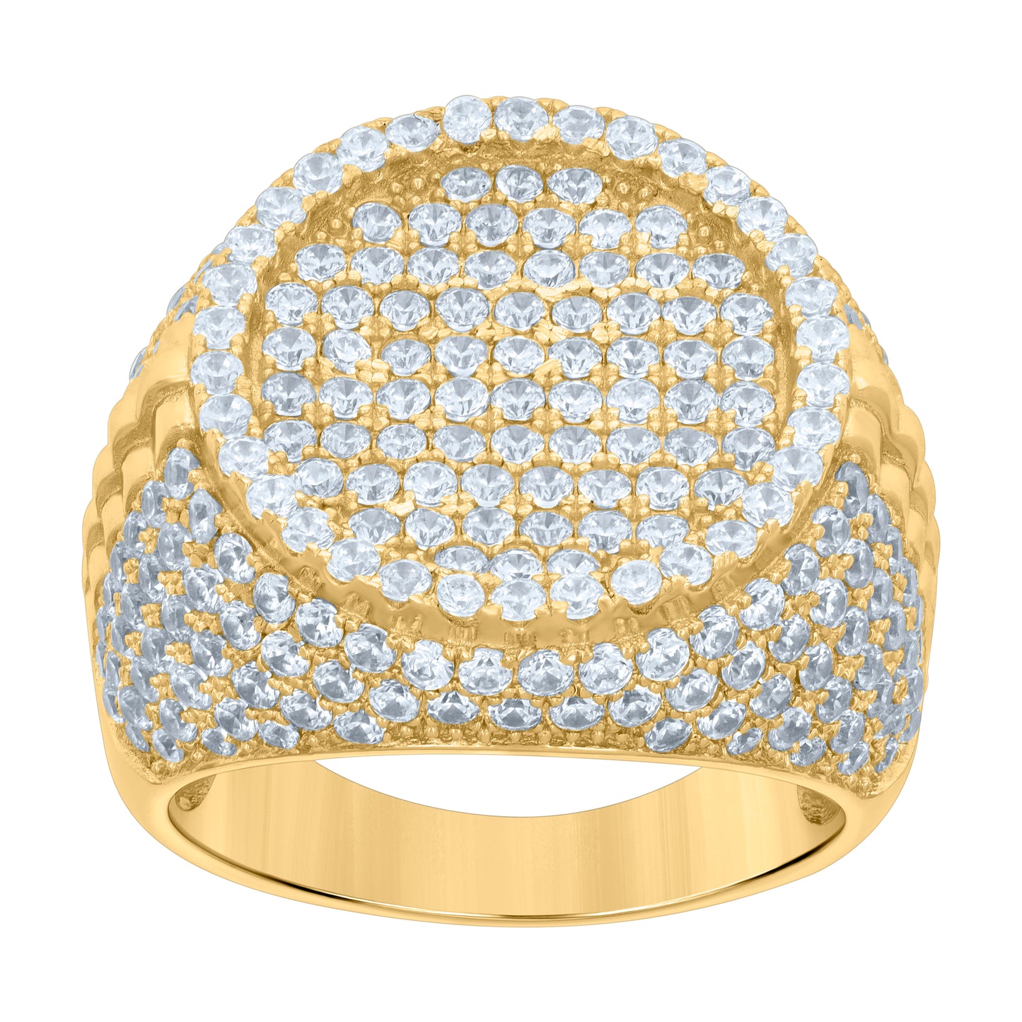 Sterling Silver Yellow-tone Men's Cubic-Zirconia Fashion Bridal Anniversary Wedding Engagement Band Ring