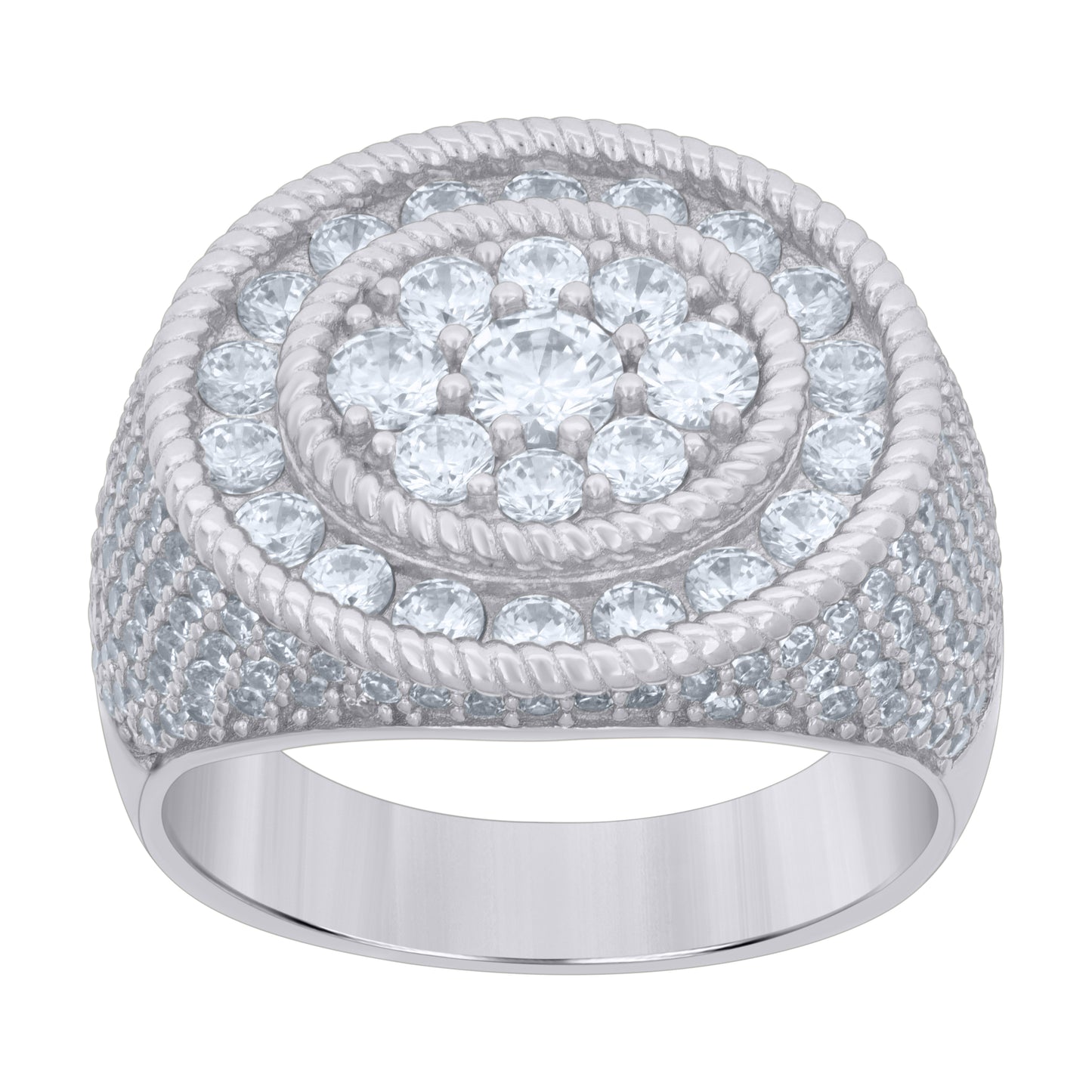 Sterling Silver Men's Cubic-Zirconia Fashion Bridal Anniversary Wedding Engagement Band Ring