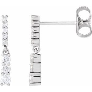 14K White Gold Round 2.1 Mm 1/4 Ctw Full Cut Natural Diamond Dangle Earrings