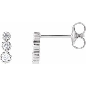 14K White Gold Round 1.9 Mm 1/8 Ctw Natural Diamond 3-Stone Earrings