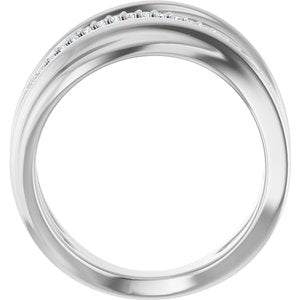 14K White Gold Natural Diamond Round 1 Mm Polished .07 Ctw Natural Diamond Freeform Ring Size 7