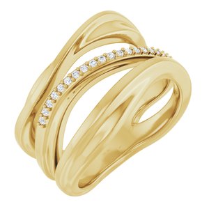 14K Yellow Gold Natural Diamond Round 1 Mm Polished .07 Ctw Natural Diamond Freeform Ring Size 7