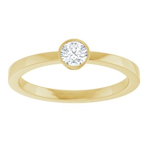14K Yellow Gold Natural Diamond Round 3.9 Mm Polished 1/5 Ct Natural Diamond Bezel-Set Solitaire Ring Size 7