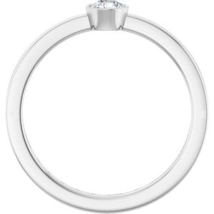 14K White Gold Natural Diamond Round 3.9 Mm Polished 1/5 Ct Natural Diamond Bezel-Set Solitaire Ring Size 7