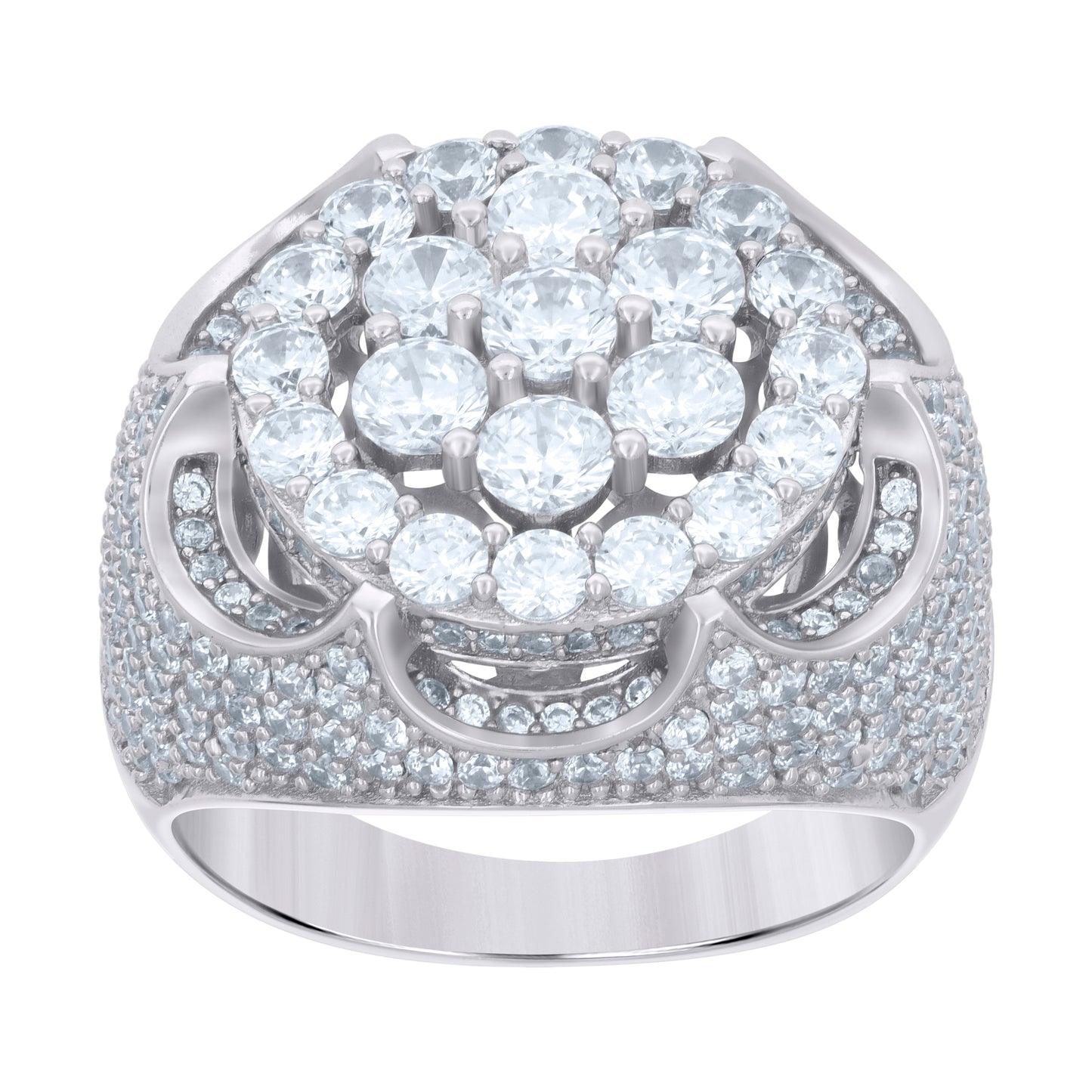 Sterling Silver Men's Cubic-Zirconia Fashion Bridal Anniversary Wedding Engagement Band Ring