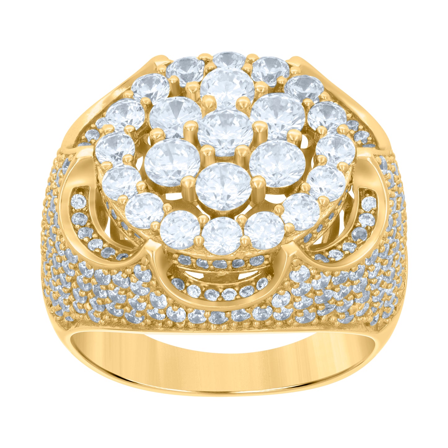 Sterling Silver Yellow-tone Men's Cubic-Zirconia Fashion Bridal Anniversary Wedding Engagement Band Ring