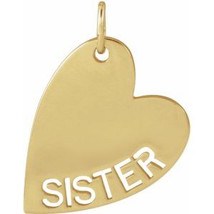 14K Yellow Gold Sister 16.6 X 11.2 Mm Polished Sister Pendant