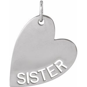 14K White Gold Sister 16.6 X 11.2 Mm Polished Sister Pendant