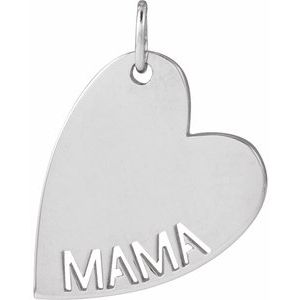 14K White Gold Mama 16.6 X 11.2 Mm Polished Mama Pendant