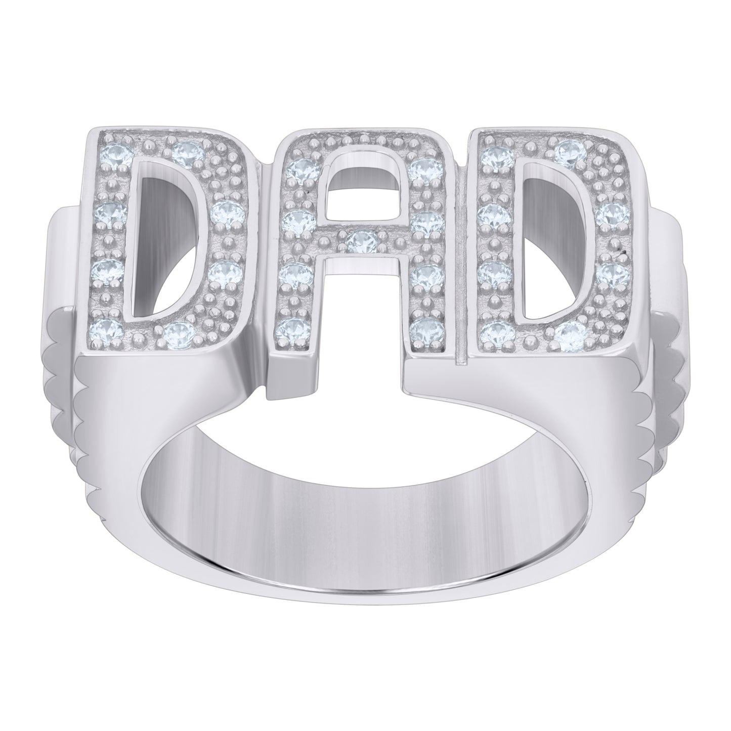 Sterling Silver Mens Cubic-Zirconia DAD Fashion Bridal Anniversary Wedding Engagement Band Ring