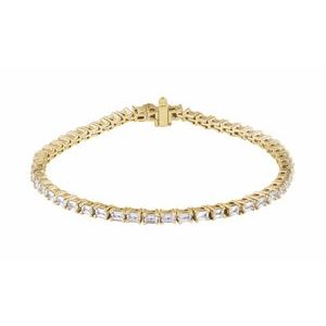 14K Yellow Gold Emerald 3 X 2.1Mm G-H Si 5 Ctw Lab-Grown Diamond Line Bracelet, Length: 7 In
