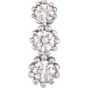 14K White Gold Round 2.3Mm G-I I1-I2 1/8 Ctw Natural Diamond 3-Stone Pendant