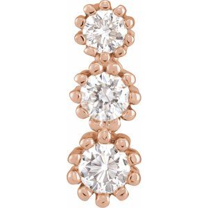 14K Rose Gold Round 2.3Mm G-I I1-I2 1/8 Ctw Natural Diamond 3-Stone Pendant