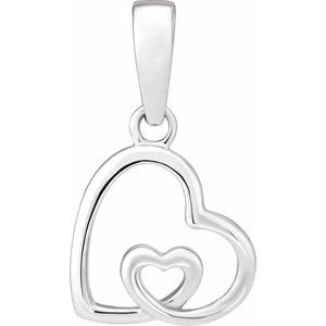 14K White Gold Metal Fashion Heart Pendant