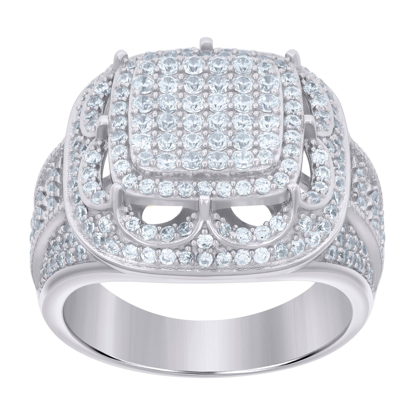 Sterling Silver Men's Cubic-Zirconia Fashion Bridal Anniversary Wedding Engagement Band Ring