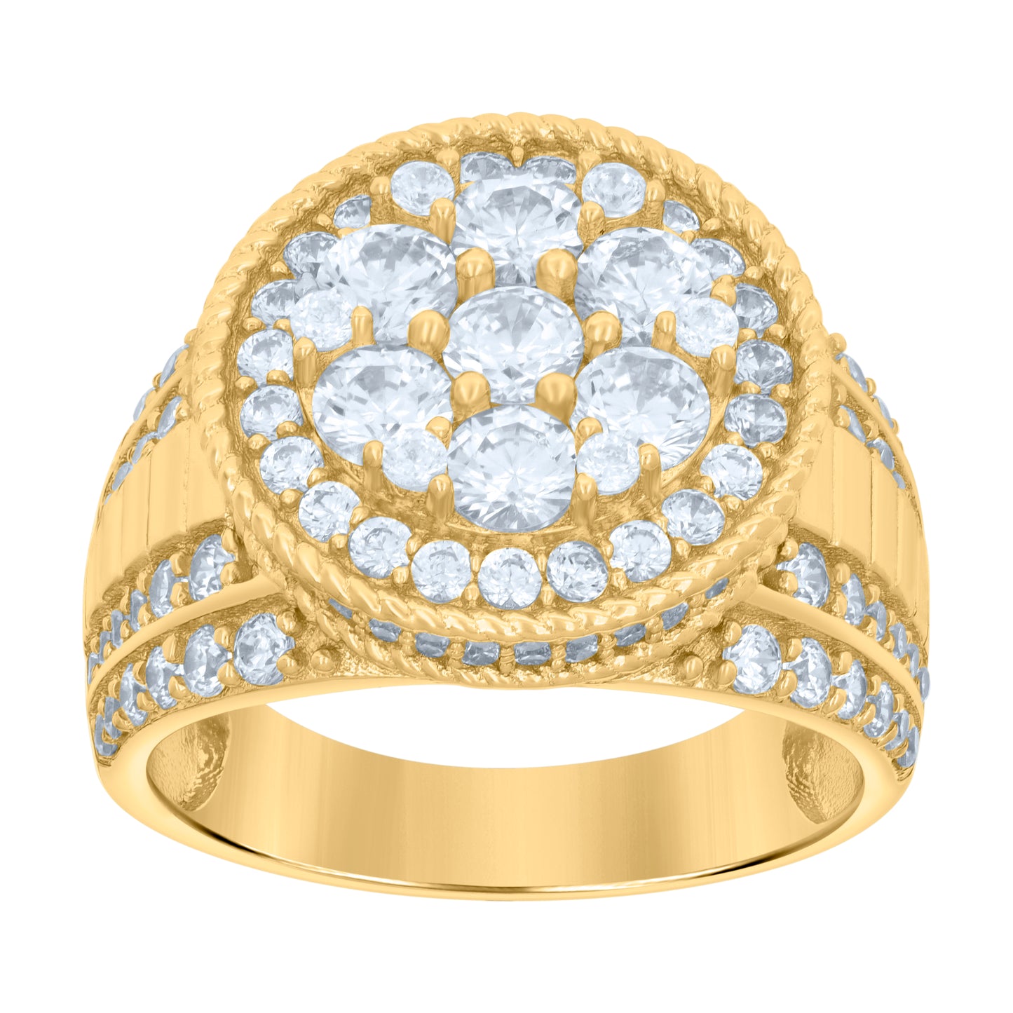 Sterling Silver Yellow-tone Men's Cubic-Zirconia Fashion Bridal Anniversary Wedding Engagement Band Ring
