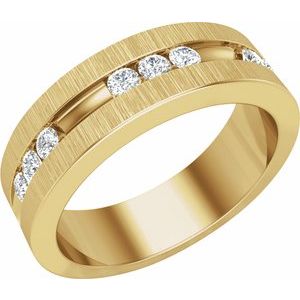 14K Yellow Gold Round 2.3 Mm Polished 1/2 Ctw Natural Diamond Band Size 10