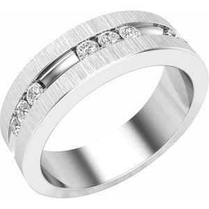 14K White Gold Round 2.3 Mm Polished 1/2 Ctw Natural Diamond Band Size 10