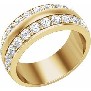 14K Yellow Gold Lab-Grown Diamond Round 2.5 Mm Polished 2 Ctw Lab-Grown Diamond Mens Band Size 10