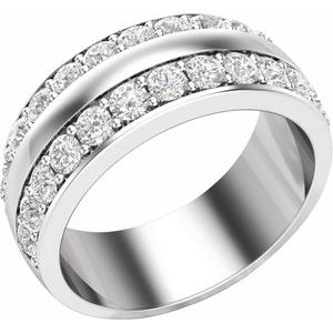 14K White Gold Lab-Grown Diamond Round 2.5 Mm Polished 2 Ctw Lab-Grown Diamond Mens Band Size 10