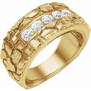 14K Yellow Gold Round 3 Mm 1/2 Ctw Lab-Grown Diamond Mens Band Size 10