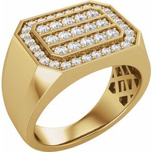 14K Yellow Gold Lab-Grown Diamond Round Polished 9/10 Ctw Lab-Grown Diamond Mens Band Size 10