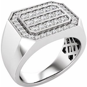 14K White Gold Lab-Grown Diamond Round Polished 9/10 Ctw Lab-Grown Diamond Mens Band Size 10