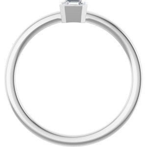 14K White Gold Asscher 3.5 X 3.5 Mm Polished 1/4 Ct Natural Diamond Bezel-Set Ring Size 7