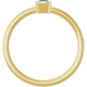 14K Yellow Gold Asscher 3.5 X 3.5 Mm Polished 1/4 Ct Lab-Grown Diamond Bezel-Set Ring Size 7