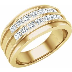 14K Yellow Gold Lab-Grown Diamond Square 2.4 X 2.4 Mm Polished 1 1/4 Ctw Lab-Grown Diamond Mens Band Size 10