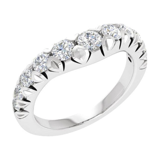 14K White Gold Round 3.5 Mm Polished 1 Ctw Lab-Grown Diamond Contour Band, Size 7