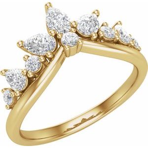 14K Yellow Gold Lab-Grown Diamond Pear 4.3 X 2.8 Mm Lab-Grown Diamond Polished 3/4 Ctw Lab-Grown Diamond Contour Band Size 7