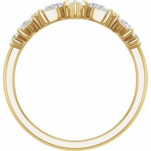 14K Yellow Gold Lab-Grown Diamond Pear 4.3 X 2.8 Mm Lab-Grown Diamond Polished 3/4 Ctw Lab-Grown Diamond Contour Band Size 7