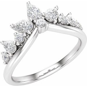 14K White Gold Lab-Grown Diamond Pear 4.3 X 2.8 Mm Lab-Grown Diamond Polished 3/4 Ctw Lab-Grown Diamond Contour Band Size 7