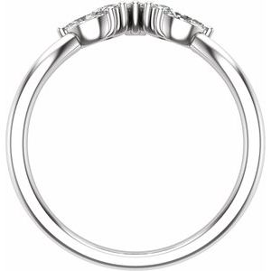 14K White Gold Marquise 4.7 X 3 Mm Polished 3/8 Ctw Lab-Grown Diamond Contour Band Size 7