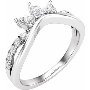 14K White Gold Pear 4.1 X 2.7 Mm Polished 1/2 Ctw Lab-Grown Diamond Contour Band Size 7